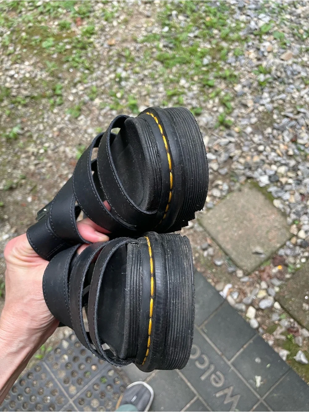 Dr Martens Blaire Platform Black Sandals Size 8